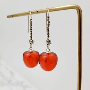 2/$20 Brand New Gold Tone Cherry Rhinestone Earrings